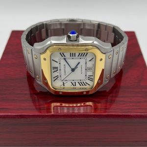 40mm Automatic Men Santos Homage 2Tone Silver/Gold Stainless Steel Square Watch